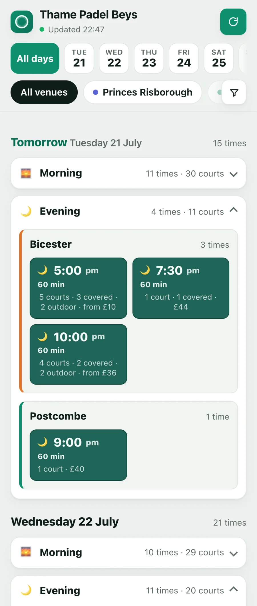 Padel Availability screenshot