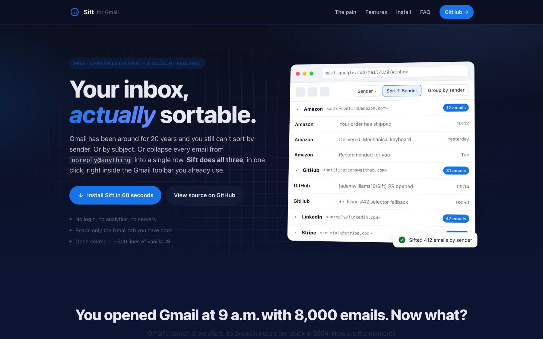 Sift for Gmail screenshot