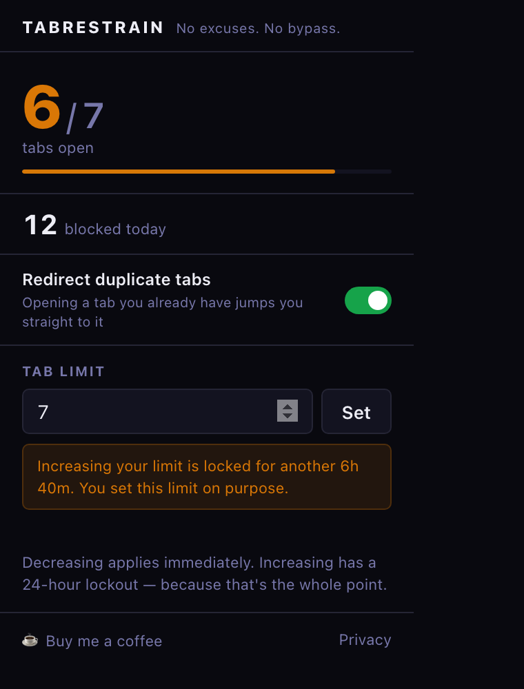 Tab Restrain screenshot